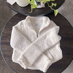 Quarter Zip Warm and Fuzzy White Hollister Sherpa